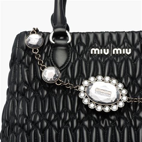 miu crystal cloqué nappa leather bag